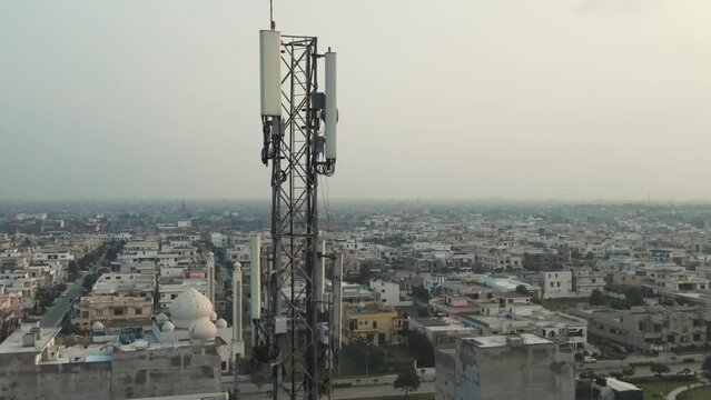 Aerial view of mobile network towers in Pakistan