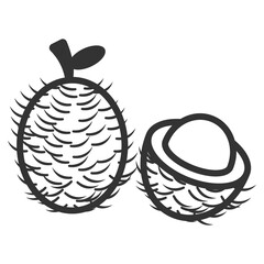 Vector illustration of Rambutan  icon in dark color and transparent background(PNG).