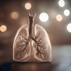 Human lungs in front of bokeh background. 3d illustration - obrazy, fototapety, plakaty