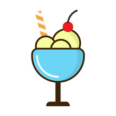 Vector illustration of mixed fruit ice dessert icon sign and symbol. colored icons for website design .Simple design on transparent background (PNG).