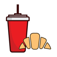 Vector illustration of bread and drink icon sign and symbol. colored icons for website design .Simple design on transparent background (PNG).