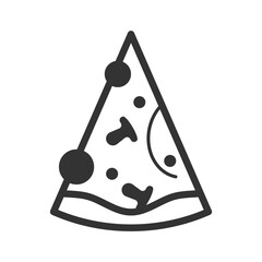 Vector illustration of pizza icon in dark color and transparent background(png).