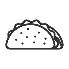 Vector illustration of taco icon in dark color and transparent background(png).