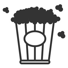 Vector illustration of popcorn icon in dark color and transparent background(png).