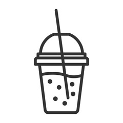Vector illustration of boba drink icon in dark color and transparent background(png).