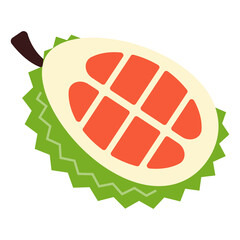 Vector illustration of Red durian fruit icon sign and symbol. colored icons for website design .Simple design on transparent background (PNG).