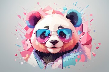 panda face with glasses, created by ai generated - obrazy, fototapety, plakaty