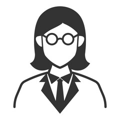Vector illustration of female accountant icon in dark color and transparent background(png).