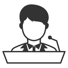 Vector illustration of lecturer icon in dark color and transparent background(png).