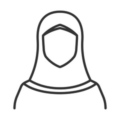 Vector illustration of Female muslim icon in dark color and transparent background(png).
