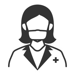 Vector illustration of Female Doctor icon in dark color and transparent background(png).