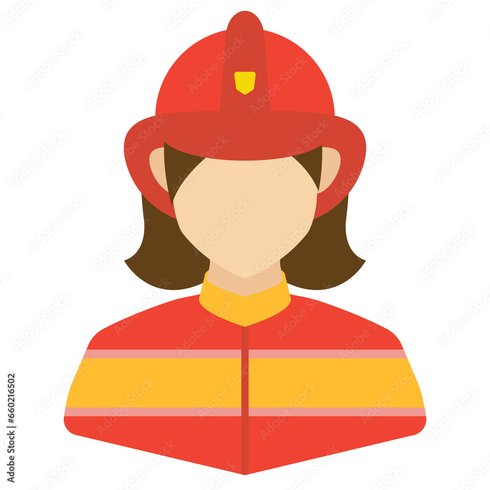 Wall mural vector illustration of female firefighter icon in dark color and transparent background(png).