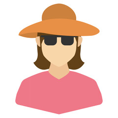 Vector illustration of Female Tourist icon in dark color and transparent background(png).
