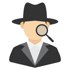Vector illustration of Detective icon in dark color and transparent background(png).