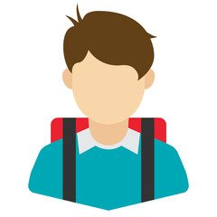 Vector illustration of School Boy icon in dark color and transparent background(png).