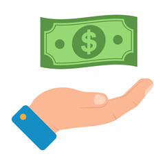 Vector illustration of give money. Colored vector for website design .Simple design on transparent background (PNG).