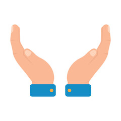 Vector illustration of two hands. Colored vector for website design .Simple design on transparent background (PNG).