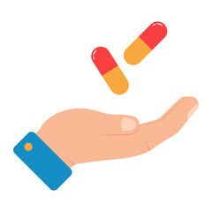 Vector illustration of give medicine. Colored vector for website design .Simple design on transparent background (PNG).