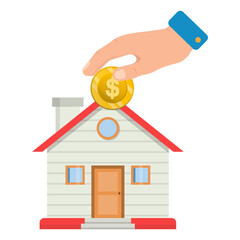 Vector illustration of saving house. Colored vector for website design .Simple design on transparent background (PNG).