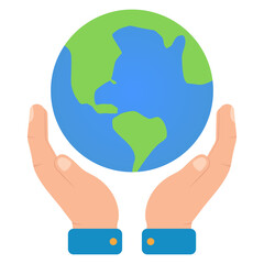 Vector illustration of take care of the earth. Colored vector for website design .Simple design on transparent background (PNG).