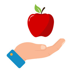 Vector illustration of give apple. Colored vector for website design .Simple design on transparent background (PNG).
