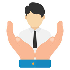 Vector illustration of take care of employees. Colored vector for website design .Simple design on transparent background (PNG).