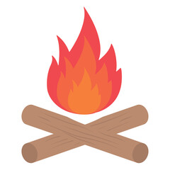 Vector illustration of bonfire. Colored vector for website design .Simple design on transparent background (PNG).