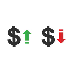 Vector illustration of financial ups and downs. Colored vector for website design. Simple design with transparent background (PNG).
