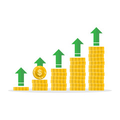 Vector illustration of increase in investment. Colored vector for website design. Simple design with transparent background (PNG).
