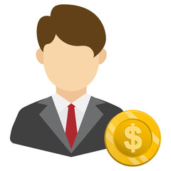 Vector illustration of financial officer. Colored vector for website design. Simple design with transparent background (PNG).