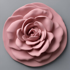 3d rendering of a pink rose on a grey background. top view