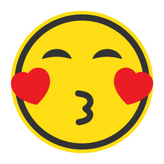 Vector illustration of kiss emoticons. Colored icons for website design .Simple design on transparent background (PNG).