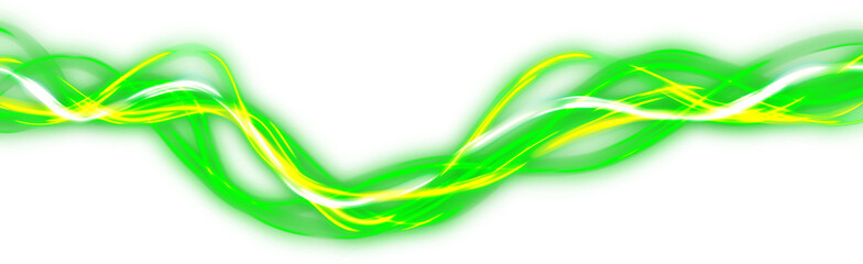 Naklejka premium green speed light tail on transparent background
