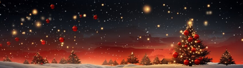 Tree for Christmas with Red Balls and Stars
