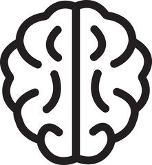 Brain Logo silhouette top view design vector template. Brain symbol in black line style with editable stock. Brainstorm think idea Logotype concept icon isolated on transparent background.