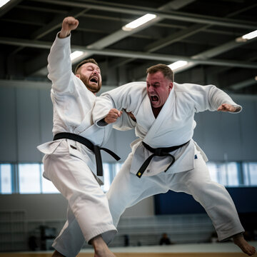 two young men in judo competition.