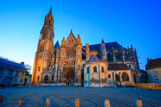 Transept of Senlis Cathedral at sunset in the capital of Oise in Picardy, North of France