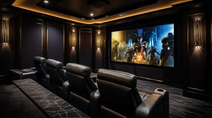 Luxury villa Private home cinema interior