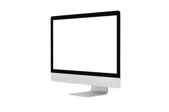 Computer monitor mockup to display web design project in modern style, monitor with blank screen isolated with clipping path on transparent background.
