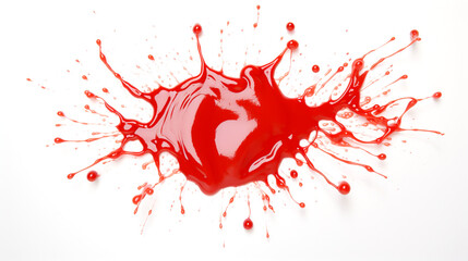 red ketchup splash on white background