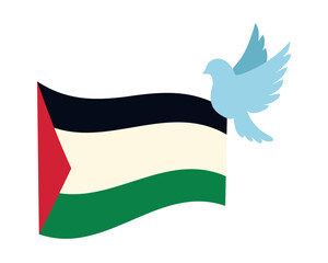 palestine flag with peace dove