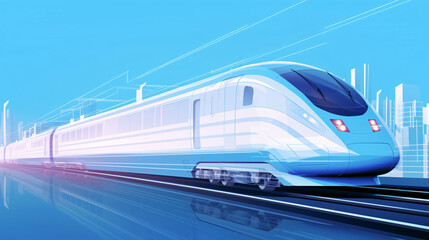 Fototapeta premium Illustration of holiday departure travel train, concept illustration of high-speed train home for Spring Festival