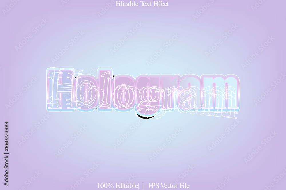 Wall mural hologram editable text effect modern style