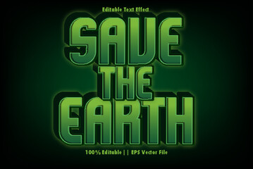 Save The Earth Editable Text Effect 3D Emboss Style