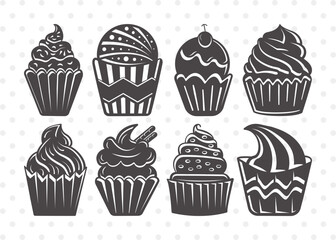 Cupcake Clipart SVG Cut File | Cupcake Svg | sweet cupcake Svg | dessert Svg | Bundle | Eps | Dxf | Png