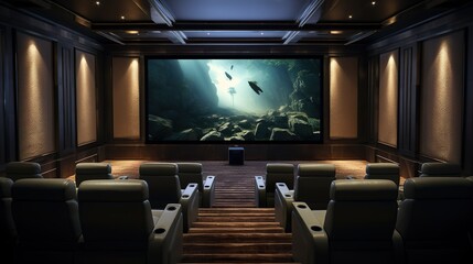Luxury villa Private home cinema interior