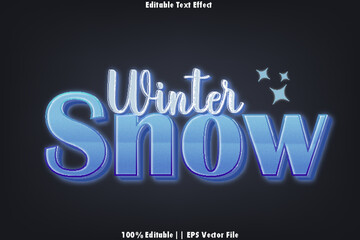 Winter Snow Editable Text Effect 3D Emboss Style