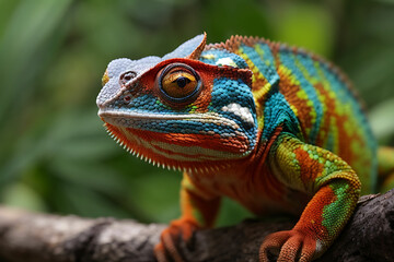 Adult male Ambilobe Panther Chameleon (Furcifer pardalis) on a branch