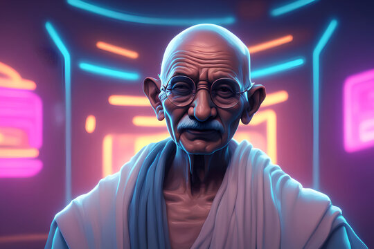 Illustration of Mohandas Karamchand Gandhi or Mahatma Gandhi