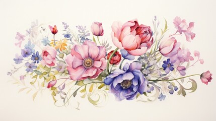 Floral Elegance: Watercolor-Painted Flowers

